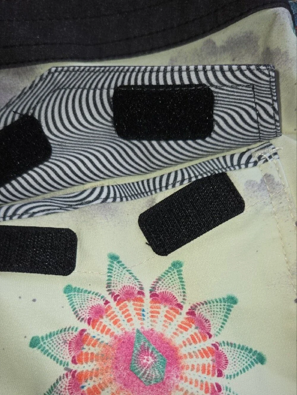 Volcom White Board Shorts with Pink & Teal Floral Mandala Print